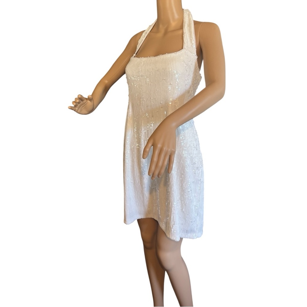 Show Me Your Mini Dress MuMu Womens Size XL White Samba White Sequin Halter - Picture 1 of 14